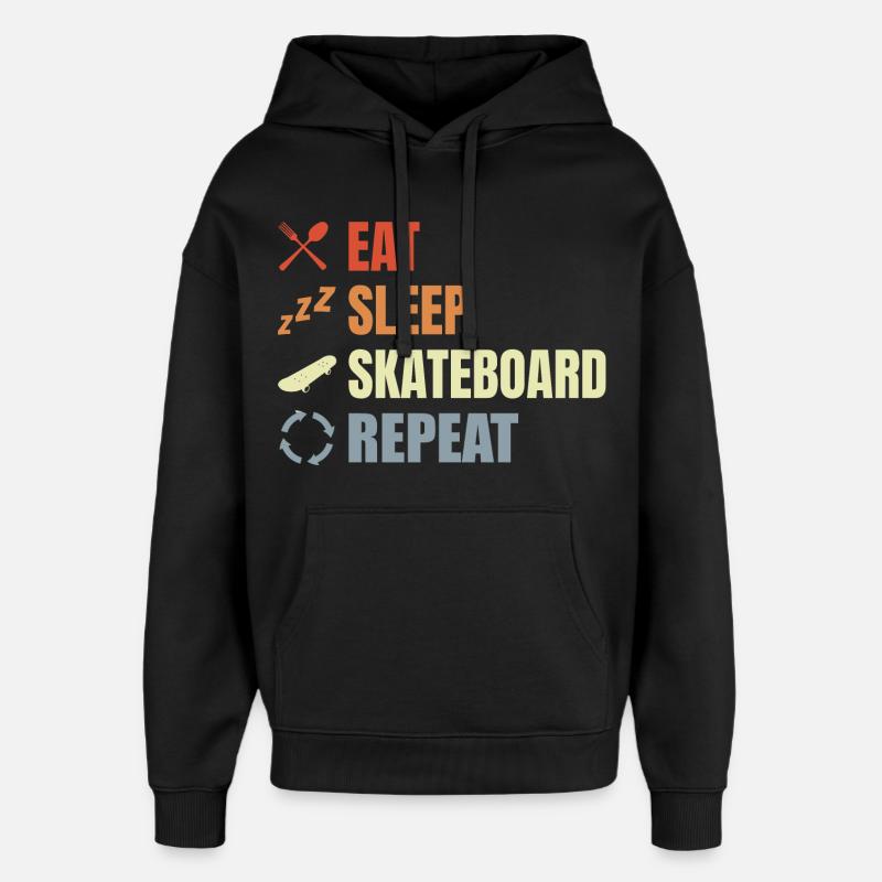 Manger Dormir Patiner Répéter - Sweat à capuche unisexe Stanley/Stella Oversized - noir