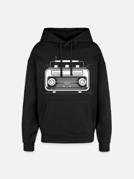 Retro Radio Drawing - Oversized Unisex Hoodie by Stanley/Stella - black