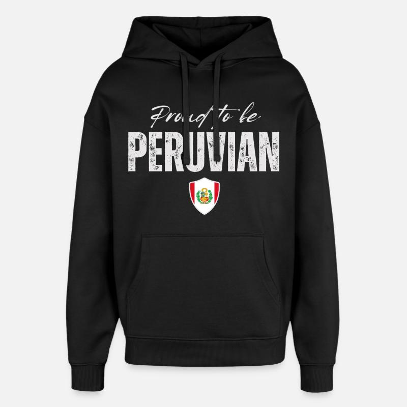 Fier Péruvien, Fabriqué au Pérou - Sweat à capuche unisexe Stanley/Stella Oversized - noir