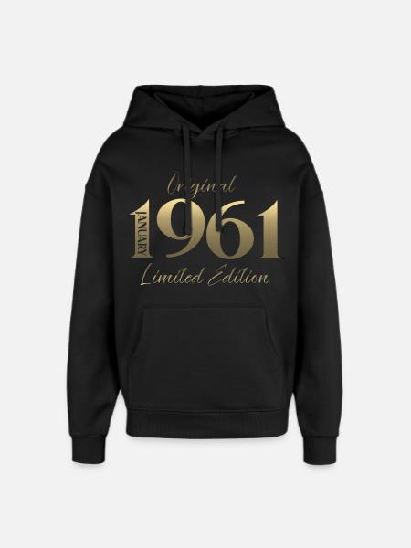 65th Birthday Original January 1961 - Oversized Unisex Hoodie by Stanley/Stella - black