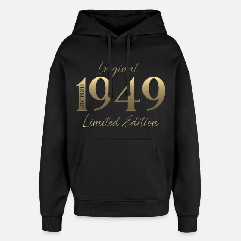 77e anniversaire février 1949 Millésime - Sweat à capuche unisexe Stanley/Stella Oversized - noir