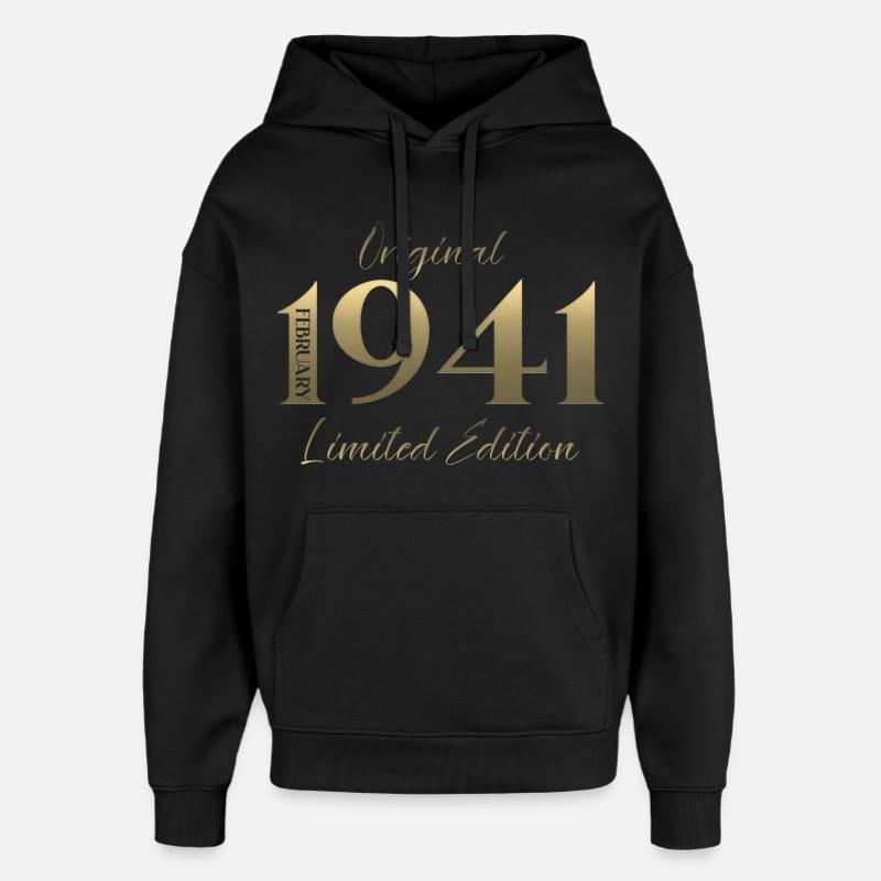 85e anniversaire février 1941 Millésime - Sweat à capuche unisexe Stanley/Stella Oversized - noir