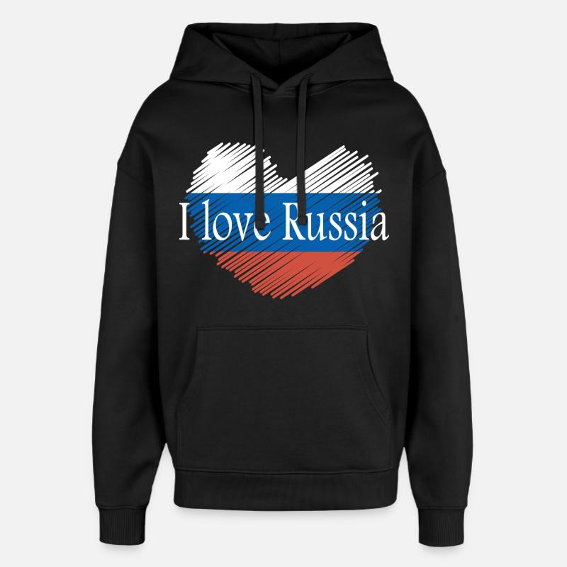 J'aime la russie - Sweat à capuche unisexe Stanley/Stella Oversized - noir