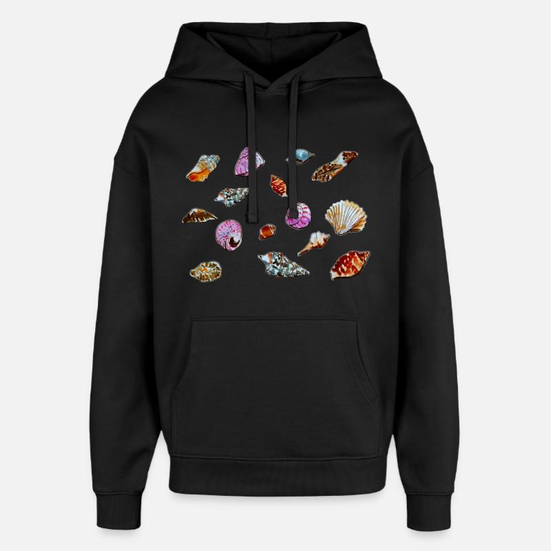 Bunte Muscheln Meeresmuster - Oversized Unisex Hoodie von Stanley/Stella - Schwarz