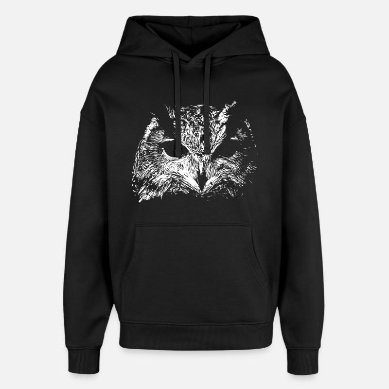 Hibou effrayant - Sweat à capuche unisexe Stanley/Stella Oversized - noir