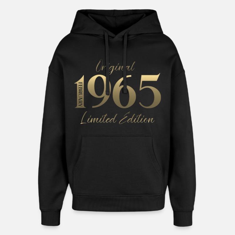61e anniversaire février 1965 Millésime - Sweat à capuche unisexe Stanley/Stella Oversized - noir