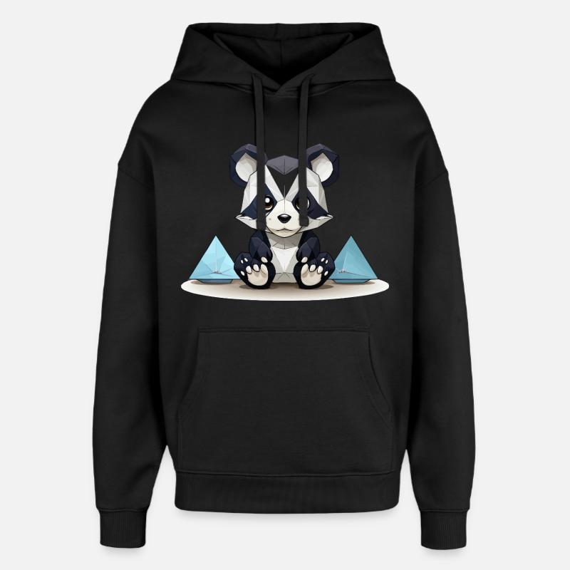Low-Poly Panda am Eisgebirge - Oversized Unisex Hoodie von Stanley/Stella - Schwarz