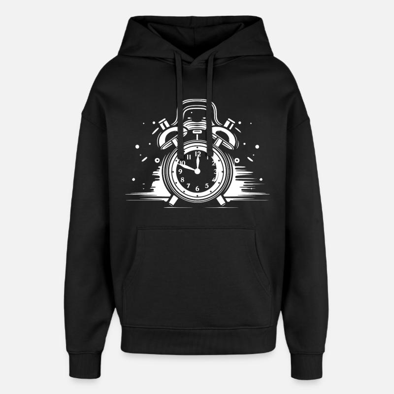 Dessin du réveil - Sweat à capuche unisexe Stanley/Stella Oversized - noir