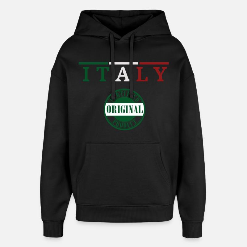 Fierté italienne, drapeau de l’Italie - Sweat à capuche unisexe Stanley/Stella Oversized - noir