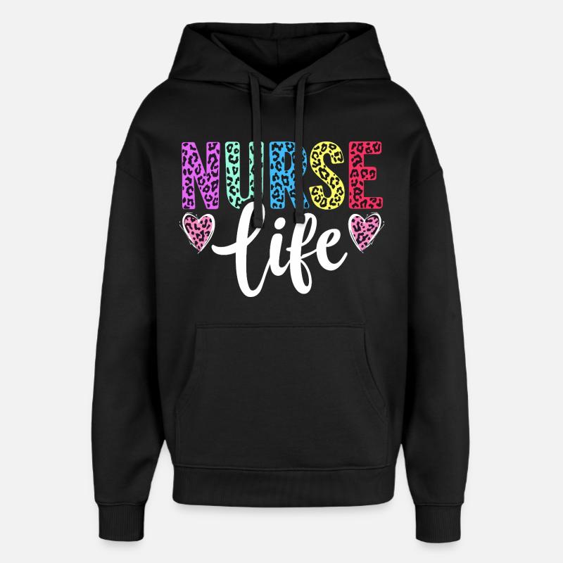 Infirmière, Vie d’infirmière - Sweat à capuche unisexe Stanley/Stella Oversized - noir