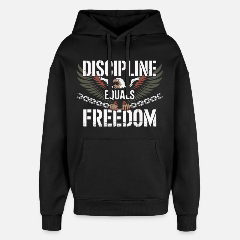 Eagle Wings Freedom through discipline - Oversized Unisex Hoodie by Stanley/Stella - black
