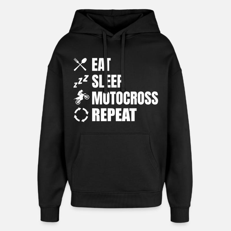 Manger, dormir, motocross, répéter - Sweat à capuche unisexe Stanley/Stella Oversized - noir