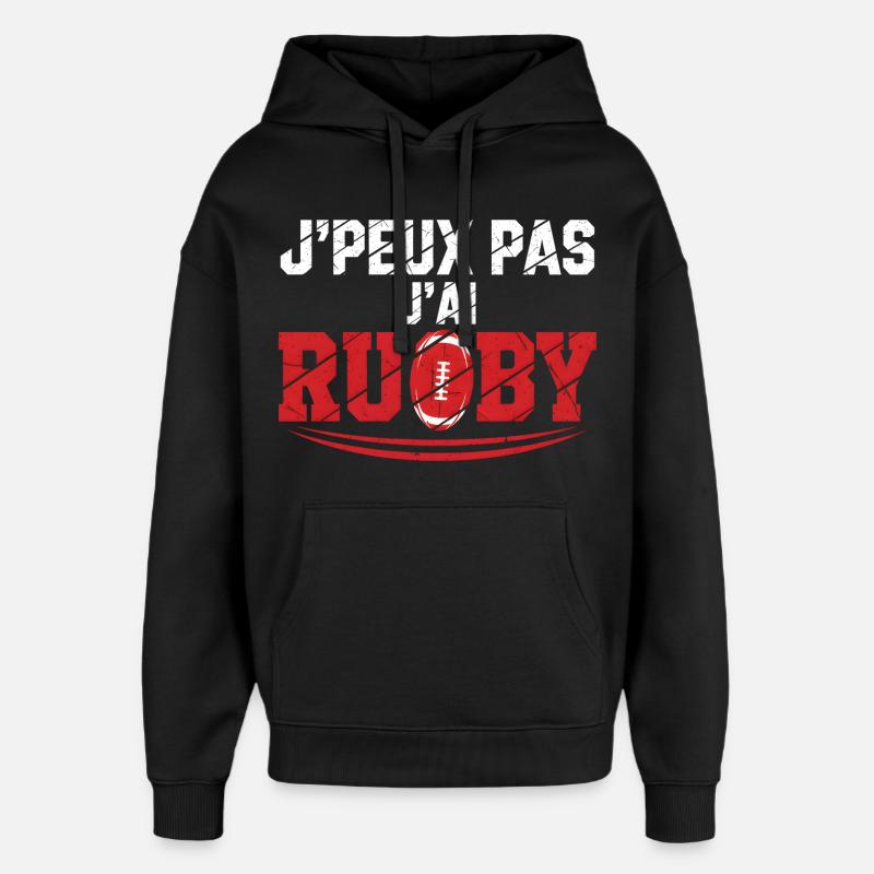 J’peux pas j’ai Rugby - Sweat à capuche unisexe Stanley/Stella Oversized - noir