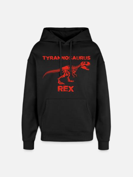 Red tyrannosaurus skeleton - Oversized Unisex Hoodie by Stanley/Stella - black