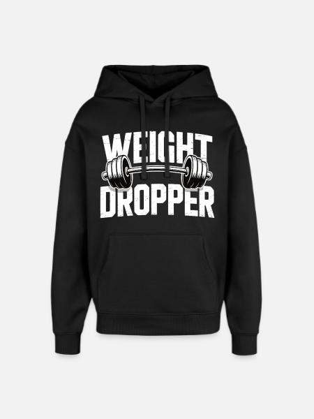 Weight Dropper – Gym Dumbbell Weight Exercise - Oversized Unisex Hoodie by Stanley/Stella - black