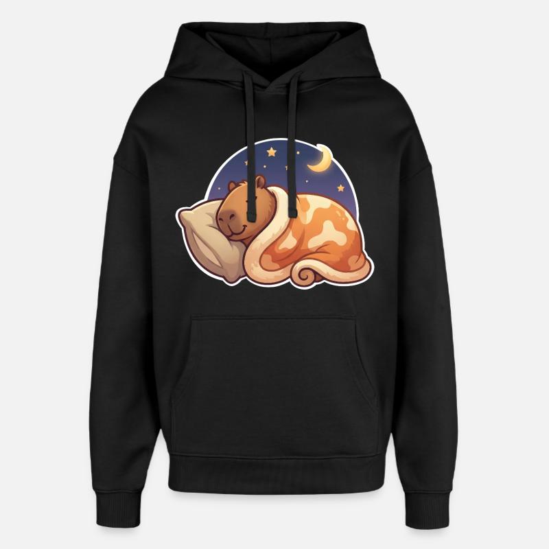 Capybara Sleeping - Sweat à capuche unisexe Stanley/Stella Oversized - noir