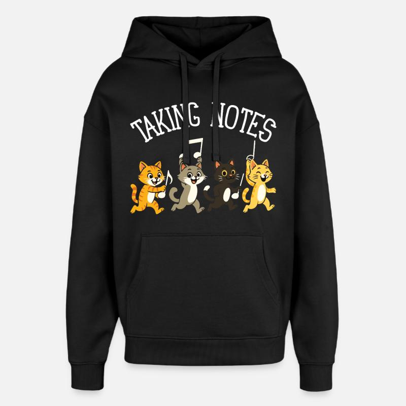 Chat Notes Musicales Humour Musique - Sweat à capuche unisexe Stanley/Stella Oversized - noir