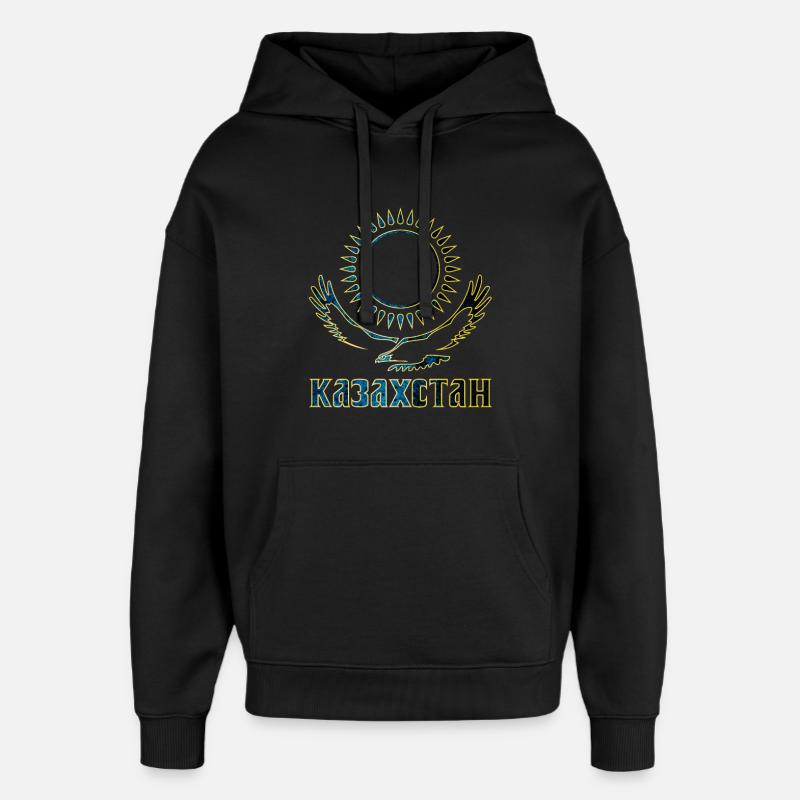 Kasachstan Adler Schriftzug Geschenk - Oversized Unisex Hoodie von Stanley/Stella - Schwarz