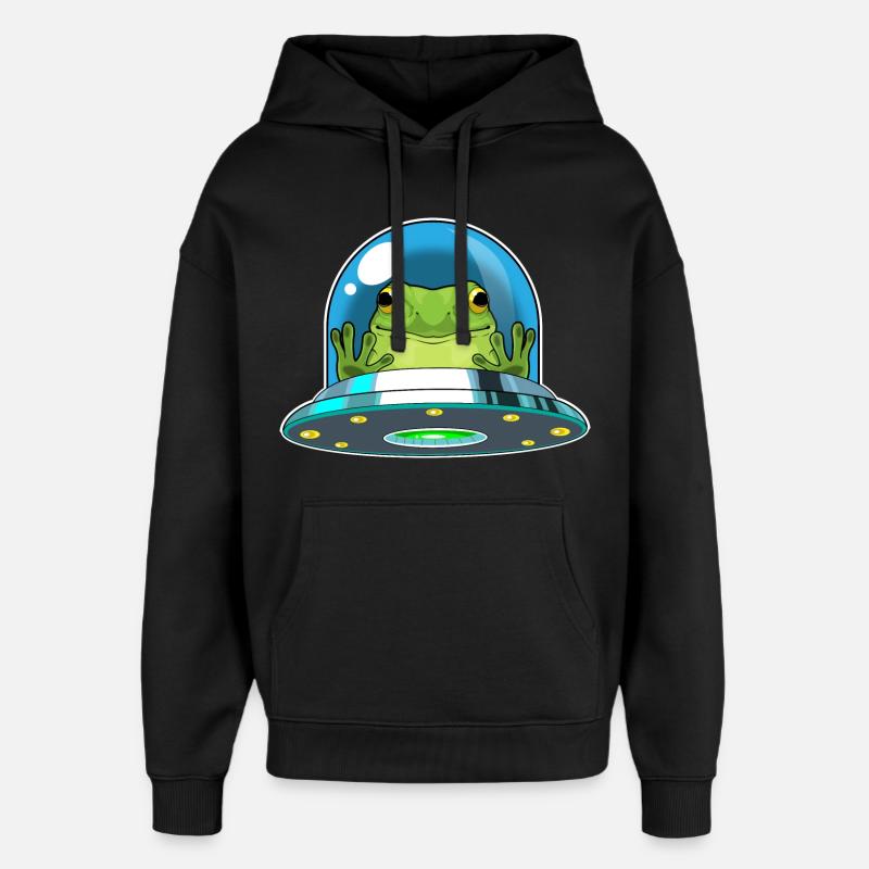 Frog Spaceship Space - Sweat à capuche unisexe Stanley/Stella Oversized - noir