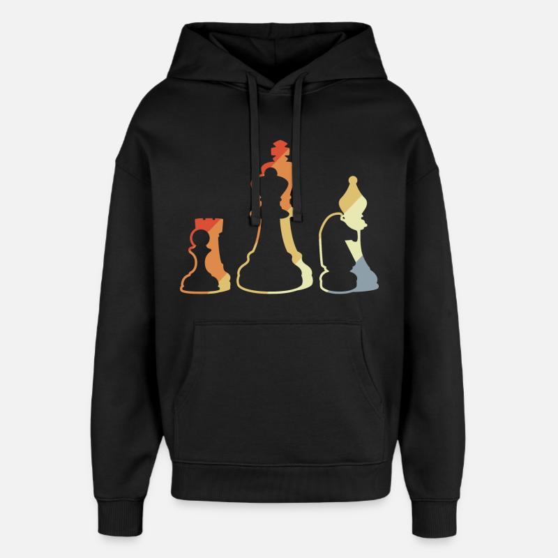 Jeu d’échecs rétro - Sweat à capuche unisexe Stanley/Stella Oversized - noir