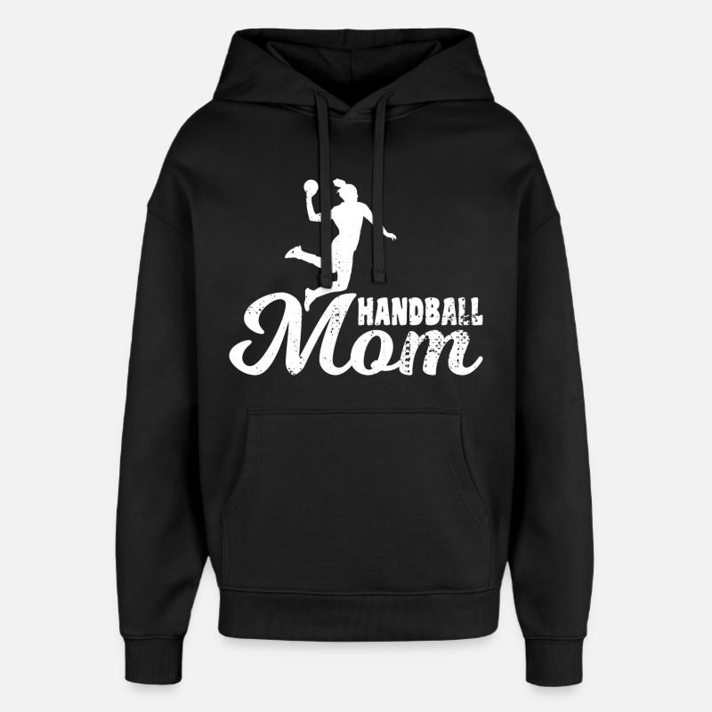 Maman handball - Sweat à capuche unisexe Stanley/Stella Oversized - noir