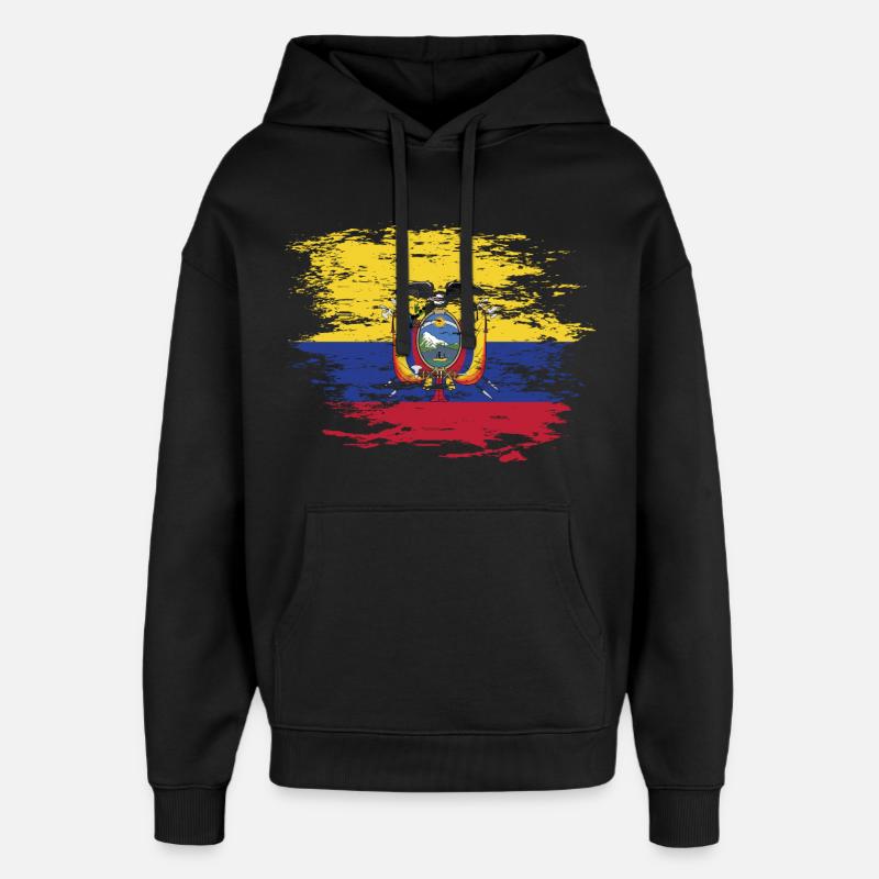 Drapeau de l'Équateur utilisé - Sweat à capuche unisexe Stanley/Stella Oversized - noir