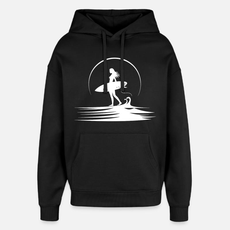 Surfeur - Sweat à capuche unisexe Stanley/Stella Oversized - noir