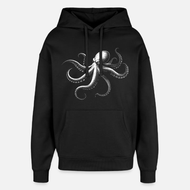 Oktopus in Monochrom - Oversized Unisex Hoodie von Stanley/Stella - Schwarz