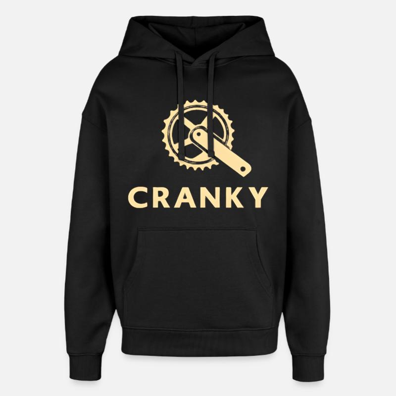 Grumpy Cranky Bicycle Crank Motif - Oversized Unisex Hoodie by Stanley/Stella - black