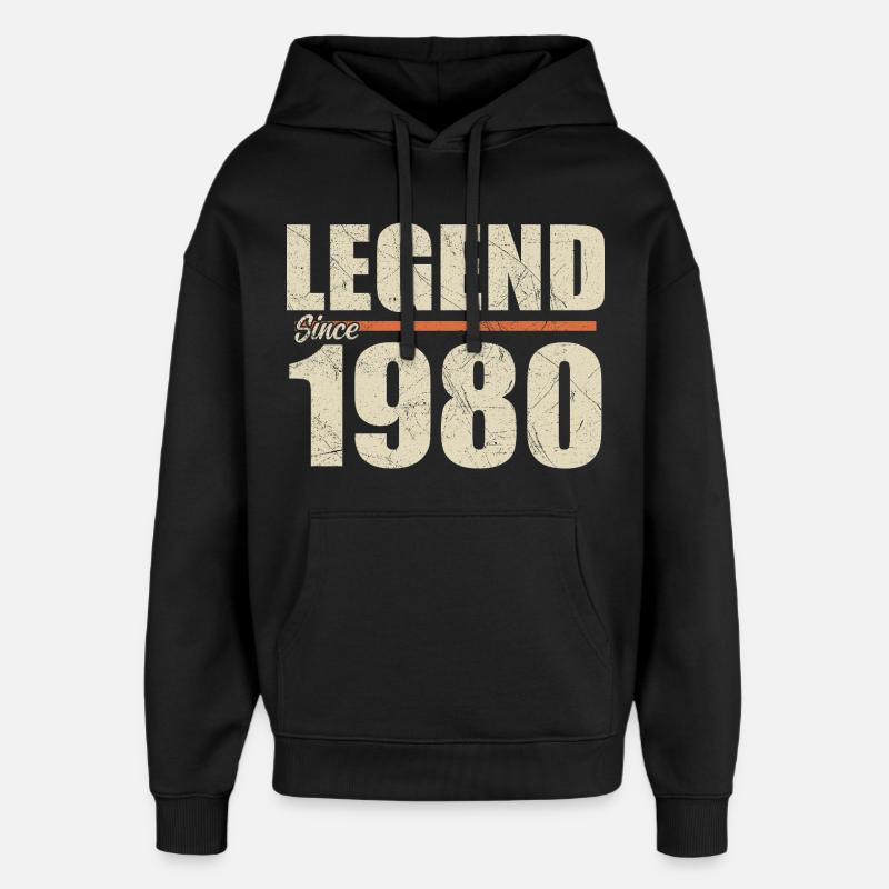 Anniversaire 1980 | Légende depuis 1980 - Sweat à capuche unisexe Stanley/Stella Oversized - noir