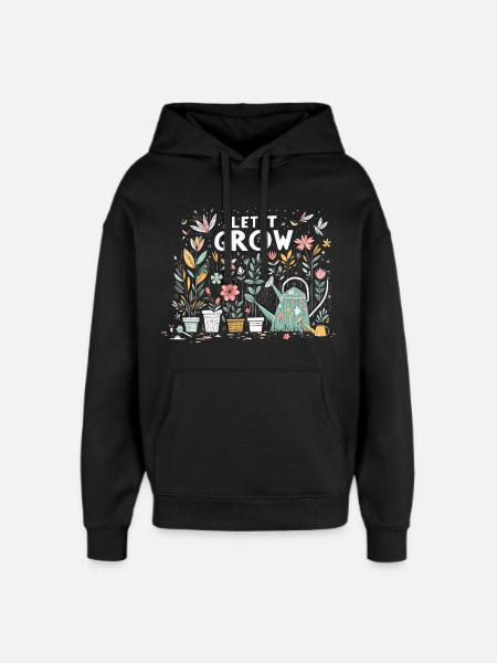 Let It Grow Spring Garden Flowers - Oversized Unisex Hoodie by Stanley/Stella - black