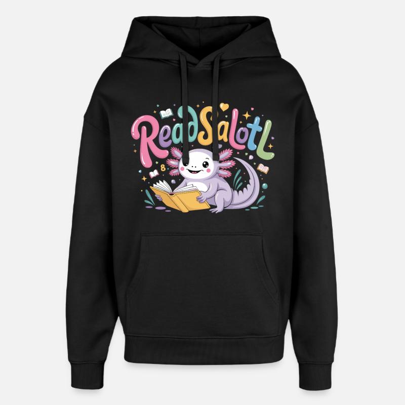 Axolotl Reader T-Shirt ReadSalotl Book - Sweat à capuche unisexe Stanley/Stella Oversized - noir