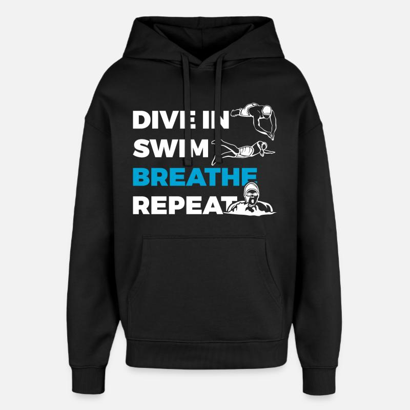 Plongée Natation Respiration Répétitive - Sweat à capuche unisexe Stanley/Stella Oversized - noir