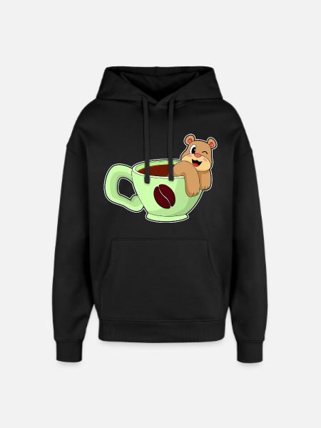 Bear cup of coffee - Oversized Unisex Hoodie by Stanley/Stella - black
