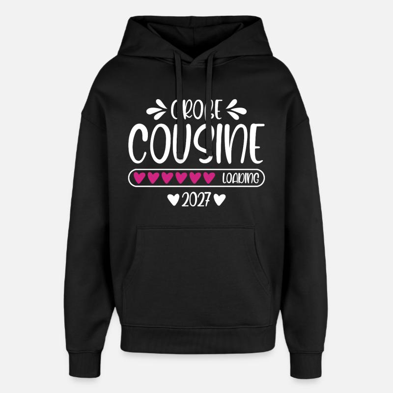 Große Cousine 2027 loading Herzchen Ladebalken - Oversized Unisex Hoodie von Stanley/Stella - Schwarz