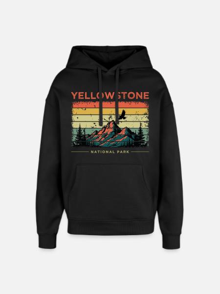 Yellowstone National Park Retro - Oversized Unisex Hoodie by Stanley/Stella - black