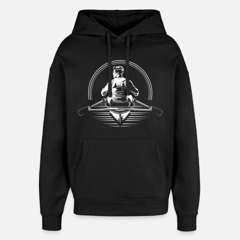 Dessin du rameur - Sweat à capuche unisexe Stanley/Stella Oversized - noir