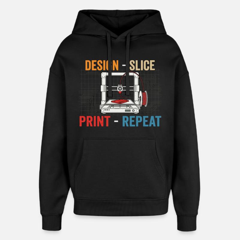 3D-Druck Evolution – Design Slice Print Repeat - Oversized Unisex Hoodie von Stanley/Stella - Schwarz