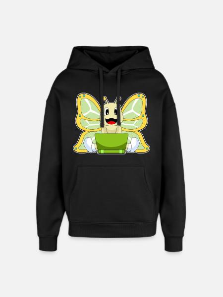 Butterfly Laptop - Oversized Unisex Hoodie by Stanley/Stella - black