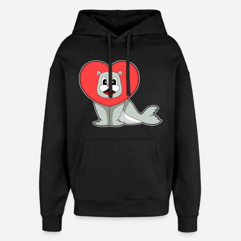 Seehund Herz - Oversized Unisex Hoodie von Stanley/Stella - Schwarz