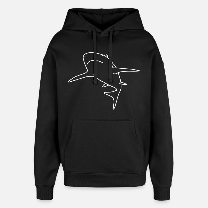 Lineart requin - Sweat à capuche unisexe Stanley/Stella Oversized - noir