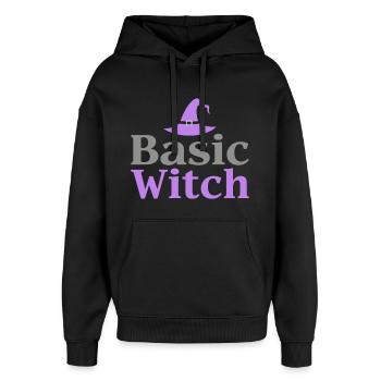 Basic Witch Halloween Saying Quote - Oversized Unisex Hoodie by Stanley/Stella - black - Front - AI Model Female 172 light (172cm) & AI Model Male 185 light (185cm)
