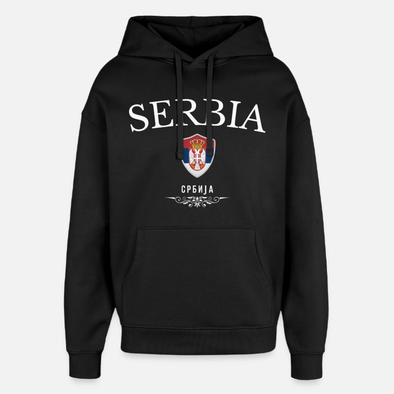 Orgueil serbe, né en Serbie - Sweat à capuche unisexe Stanley/Stella Oversized - noir