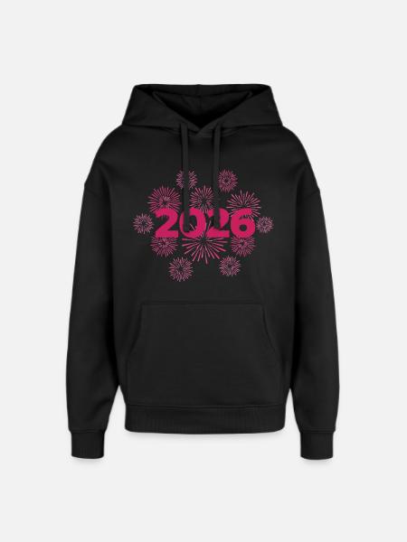2026 Feuerwerk Silvesterfeier - Oversized Unisex Hoodie von Stanley/Stella - Schwarz