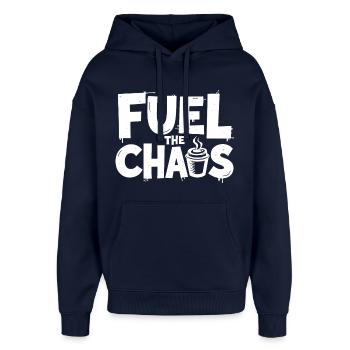 Alimentez le chaos Coffee Dicton pour les rebelles - Sweat à capuche unisexe Stanley/Stella Oversized - marine - Devant - AI Model Female 172 light (172cm) & AI Model Male 185 light (185cm)