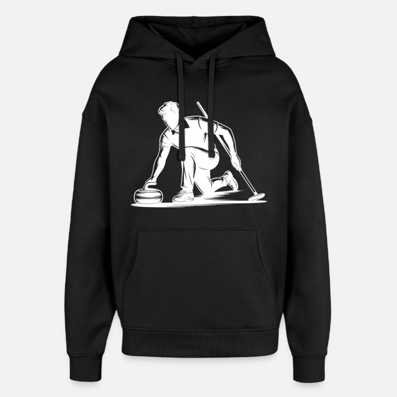 Silhouette d’action d’athlète Homme Curling - Sweat à capuche unisexe Stanley/Stella Oversized - noir