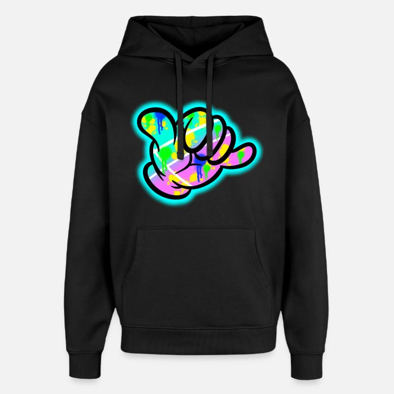 Shaka Graffiti Farbexplosion - Oversized Unisex Hoodie von Stanley/Stella - Schwarz