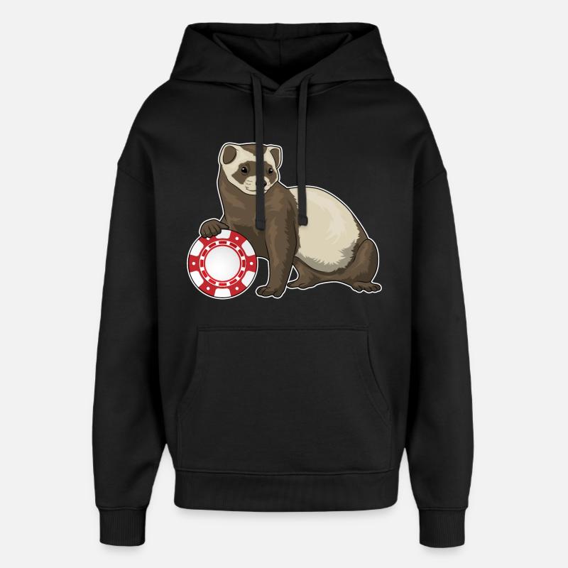 Ferret Poker Jetons de Poker - Sweat à capuche unisexe Stanley/Stella Oversized - noir