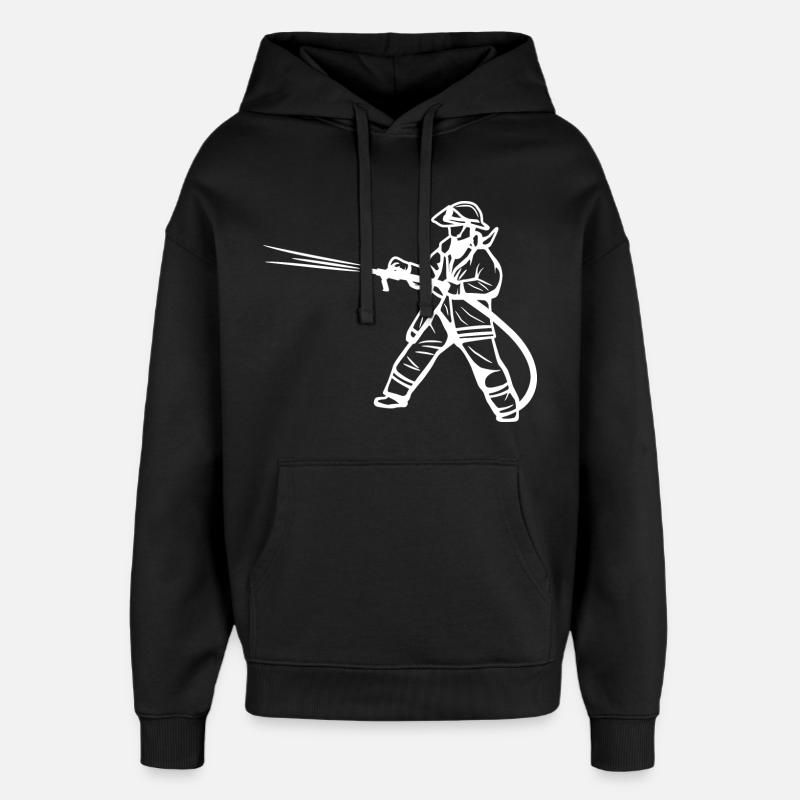 Dessin de pompier - Sweat à capuche unisexe Stanley/Stella Oversized - noir