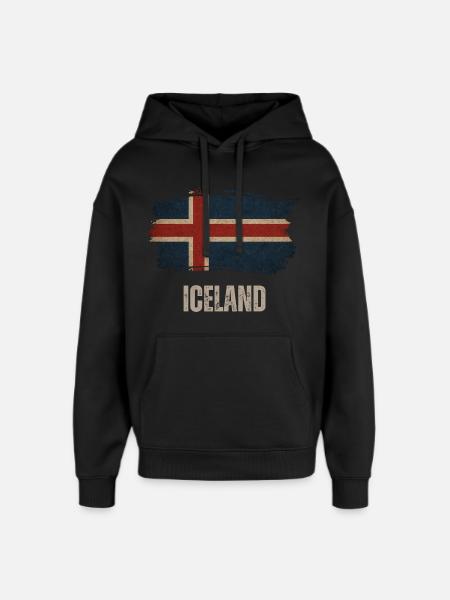 Islands flagg, vintage Island - Stanley/Stella Oversized Hettegenser unisex - svart